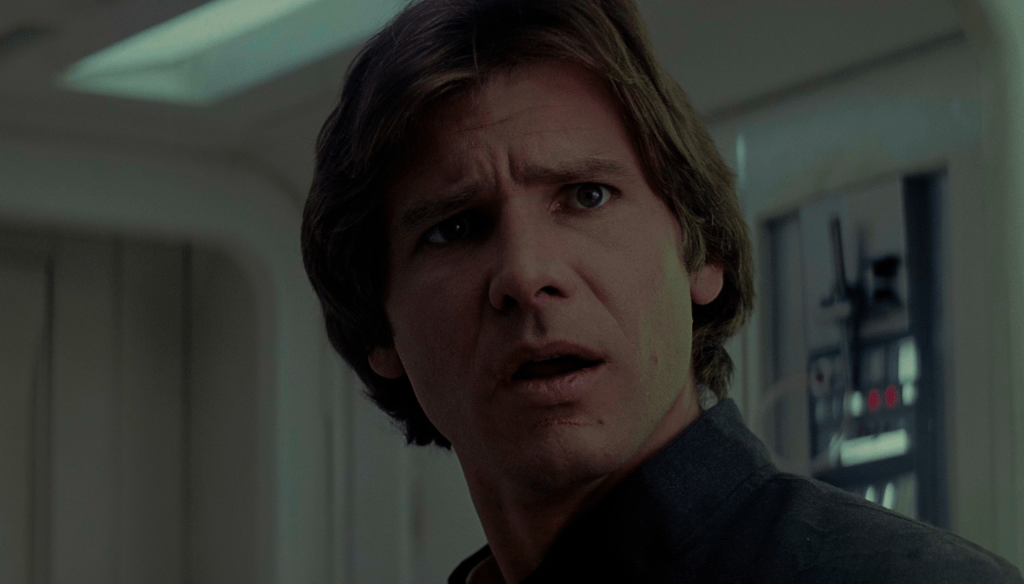 Harrison Ford in una scena del film Star Wars: L'impero colpisce ancora (1980) diretto da George Lucas Star Wars: L'impero colpisce ancora