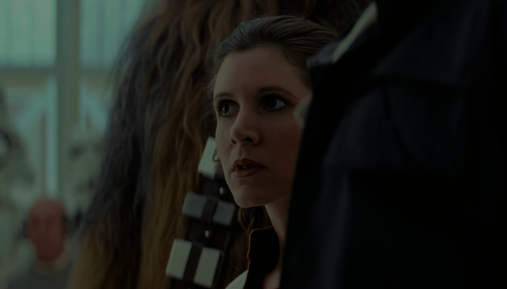 Carrie Fisher in una scena del film Star Wars: L'impero colpisce ancora (1980) diretto da George Lucas 