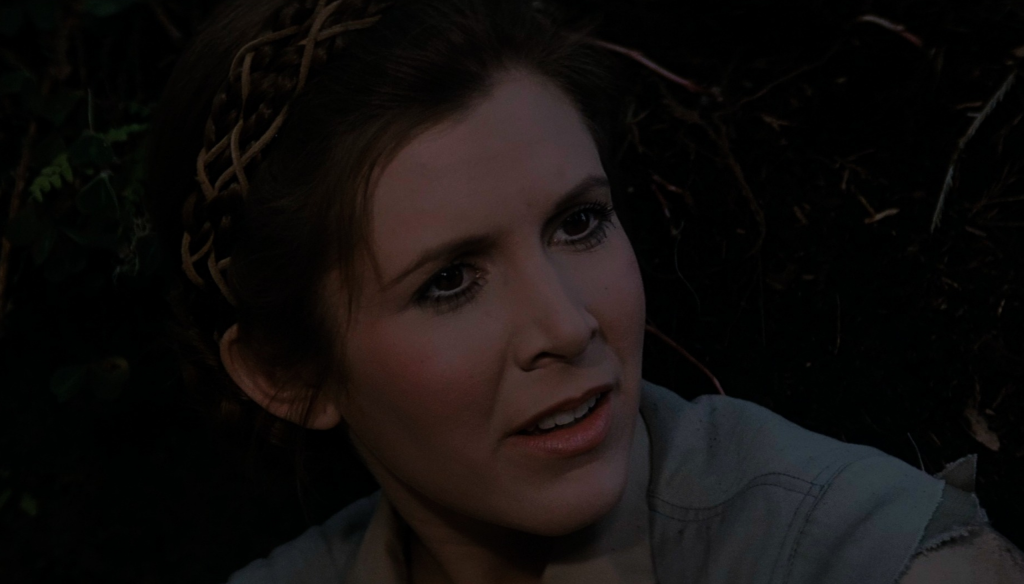 Carrie Fisher in una scena del film Star Wars: Il ritorno dello Jedi (1983) diretto da 