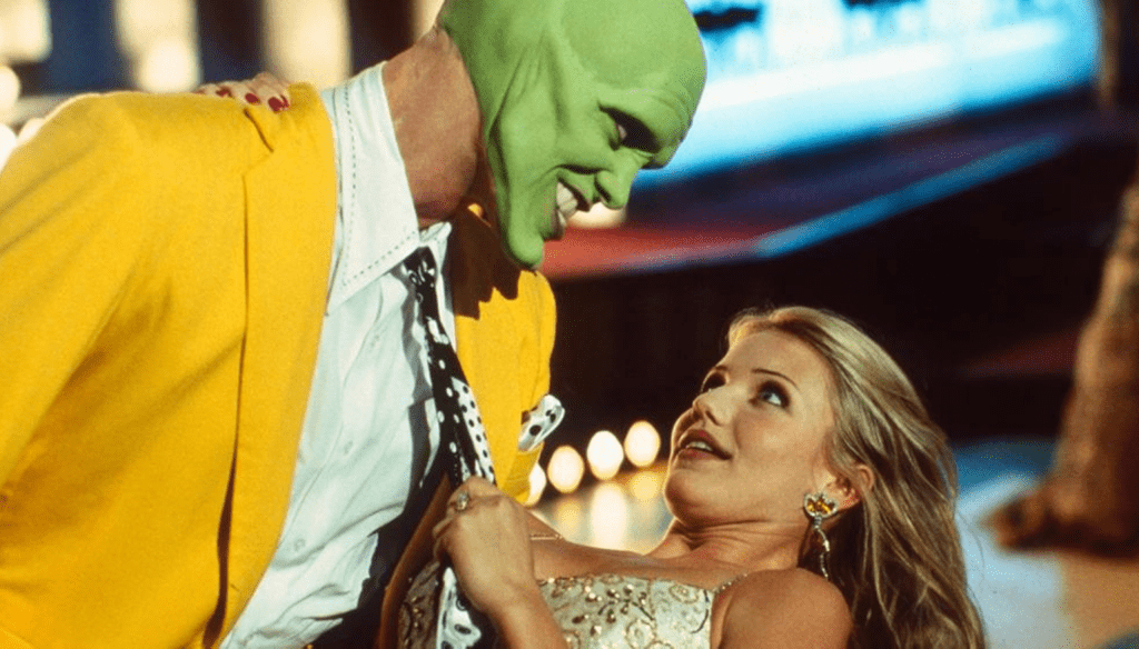 Jim Carrey e Cameron Diaz in una scena del film The Mask (1994) diretto da Chuck Russell cult degli anni Novanta