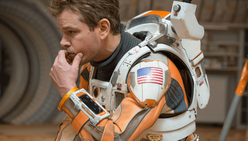 Matt Damon in una scena di Interstellar (2014) di Christpher Nolan