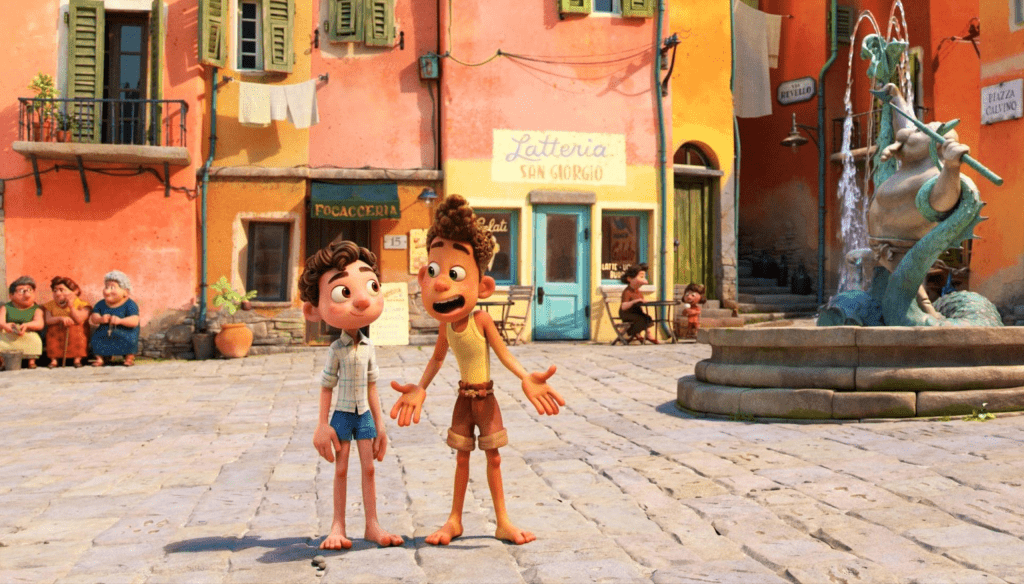 Luca (Jacob Tremblay) e Alberto (Jack Dylan Grazer) in una scena di Luca (2021) di Enrico Casarosa, film Pixar