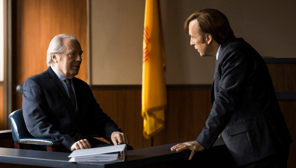 Bob Odenkirk e Michael McKean in una scena di Better Call Saul, serie tv AMC in Italia distribuita da Netflix