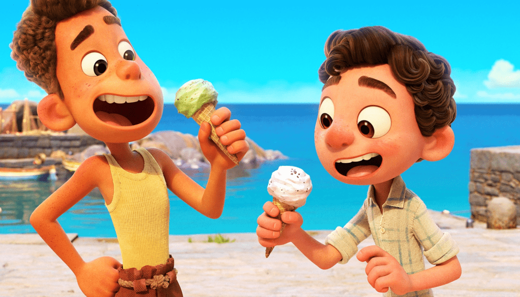 Luca (Jacob Tremblay) e Alberto (Jack Dylan Grazer) in una scena di Luca (2021) di Enrico Casarosa, film Pixar