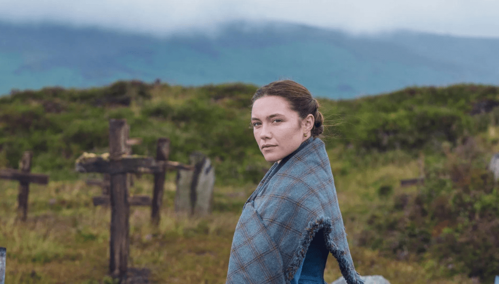 Florence Pugh in una scena di The Wonder (2022) è un film Netflix per la regia di Sebastián Lelio