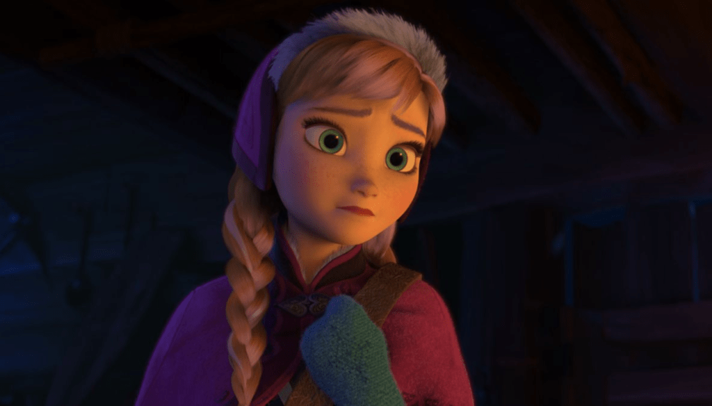 Anna (Kristen Bell) in una scena di Frozen (2013) di Chris Buck e Jennifer Lee 