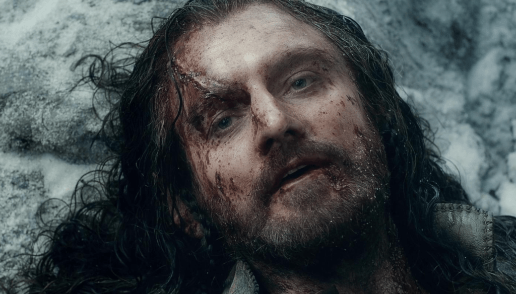 Richard Armitage in una scena di Lo Hobbit - La battaglia delle cinque armate (2014) di Peter Jackson
