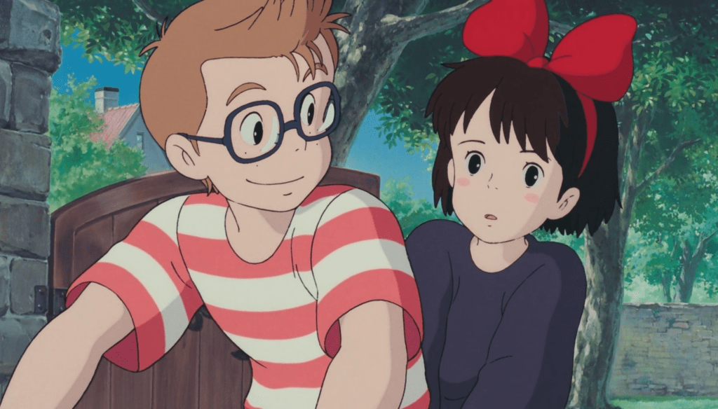 Kiki e Tombo in una scena di Kiki - consegne a domicilio (1989) di Hayao Miyazaki