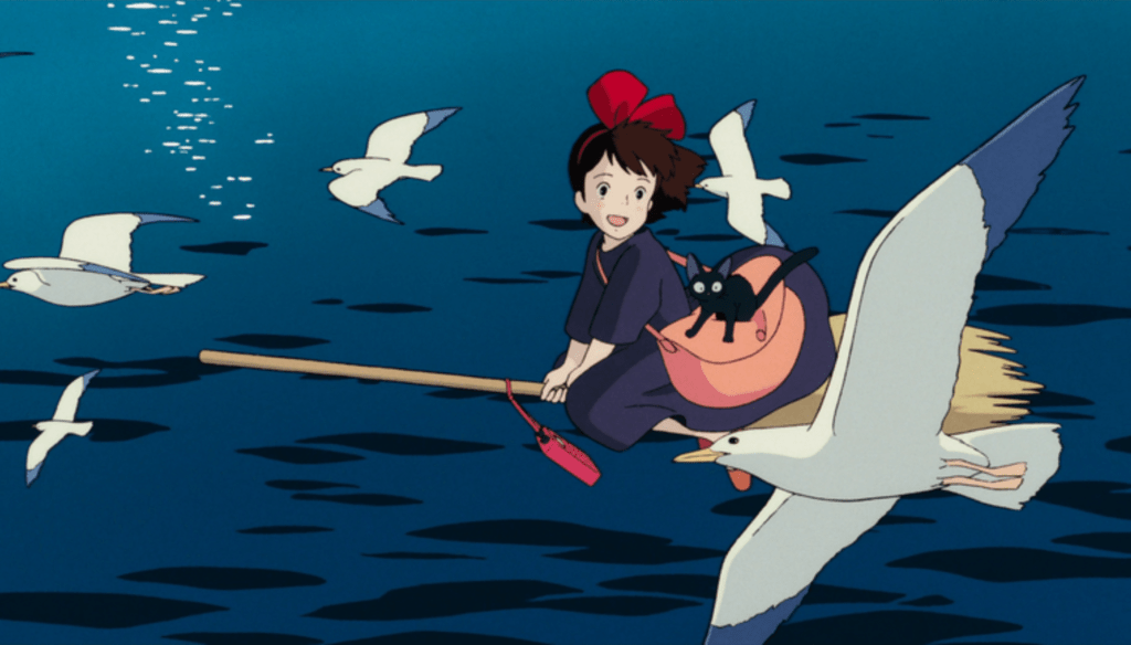 Kiki e Jiji in una scena di Kiki - consegne a domicilio (1989) di Hayao Miyazaki