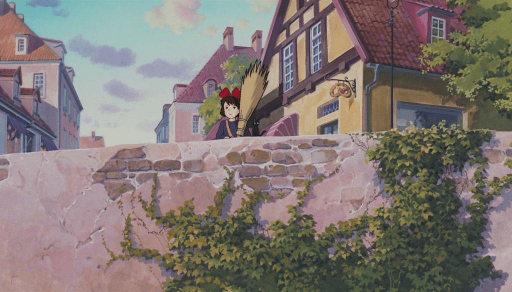 Kiki in una scena di Kiki - consegne a domicilio (1989) di Hayao Miyazaki