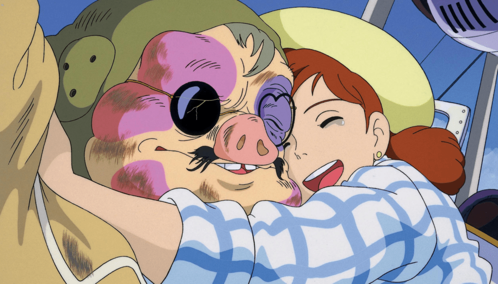 Porco Rosso e Fio Piccolo in una scena di Porco Rosso (1992) di Hayao Miyazaki