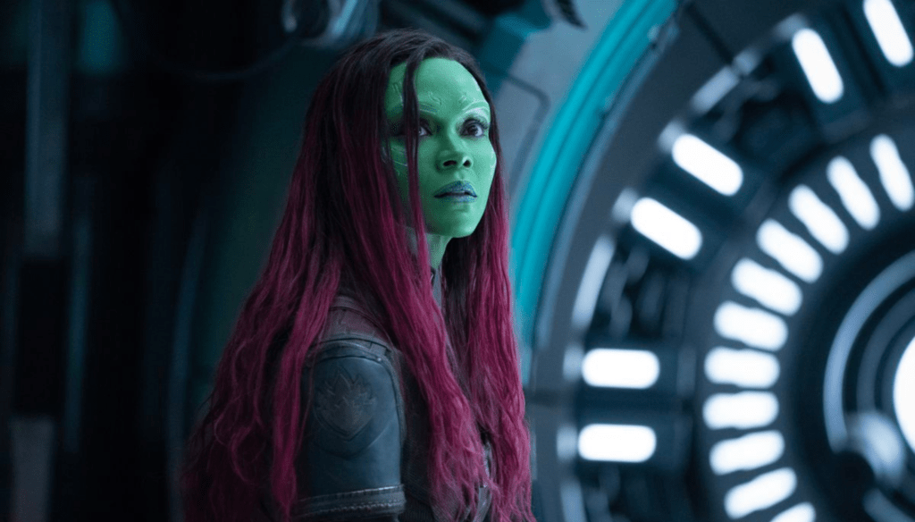 Zoe Saldana in una scena di Guardiani della Galassia Vol. 3 (2023) di James Gunn