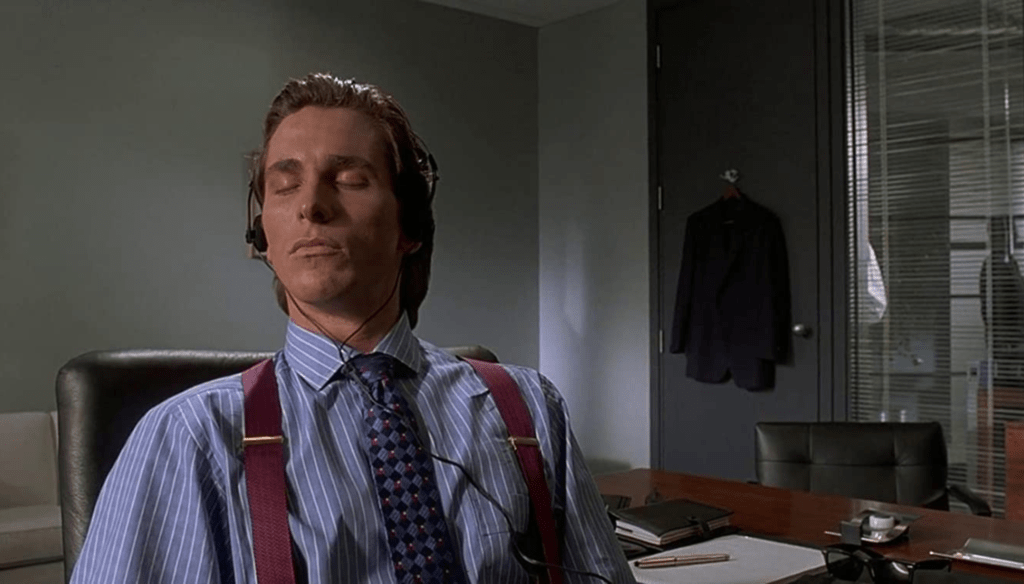 Christian Bale in una scena di American Psycho (2000) di Mary Harron