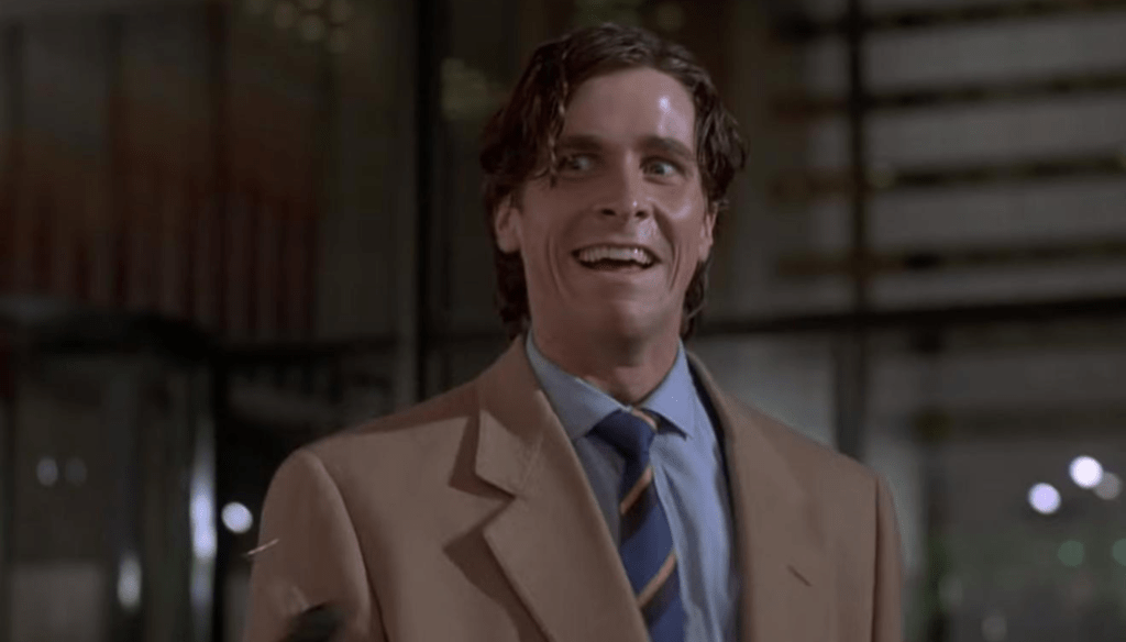 Christian Bale in una scena di American Psycho (2000) di Mary Harron