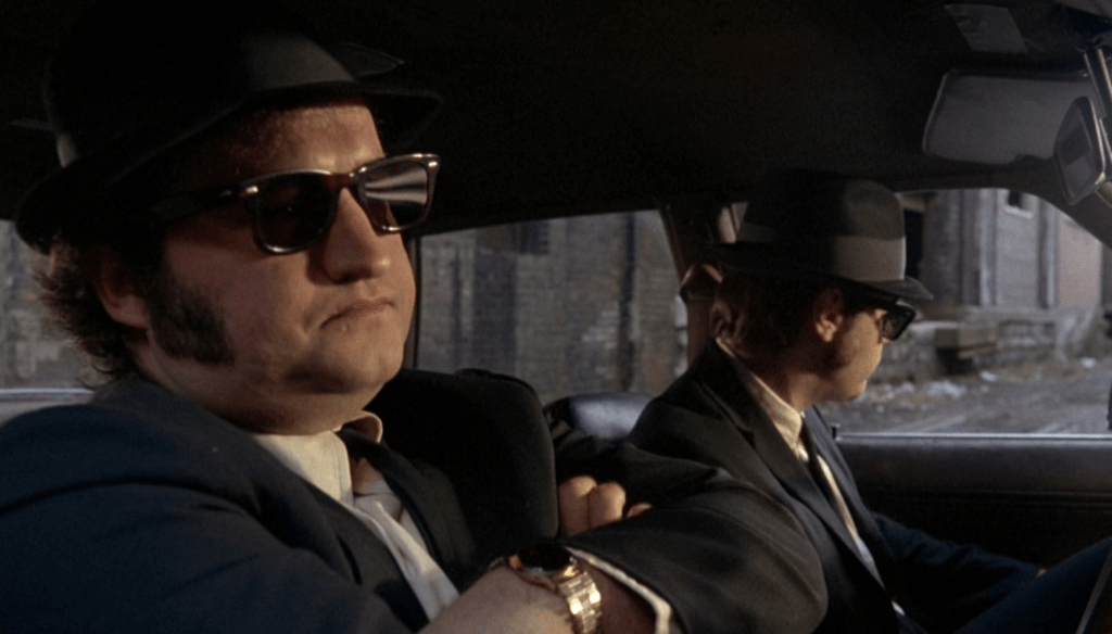 Dan Aykroyd e John Belushi in The Blues Brothers (1980) di John Landis