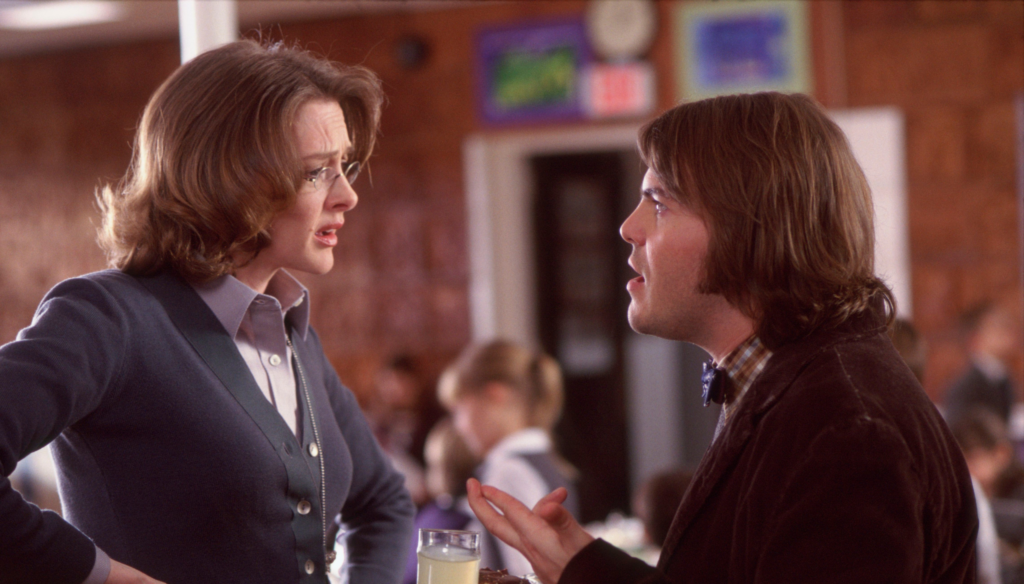 Jack Black e Joan Cusack in una scena di School of Rock (2003) di Richard Linklater