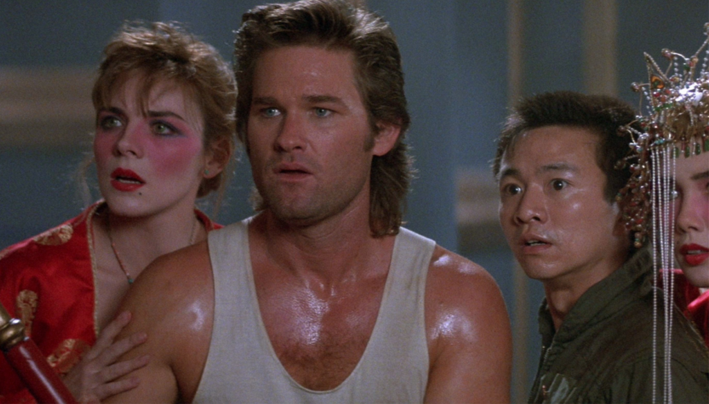 Kurt Rusell, Dennis Dun e Kim Cattrall in una scena di Grosso guaio a Chinatown (1986) di John Carpenter