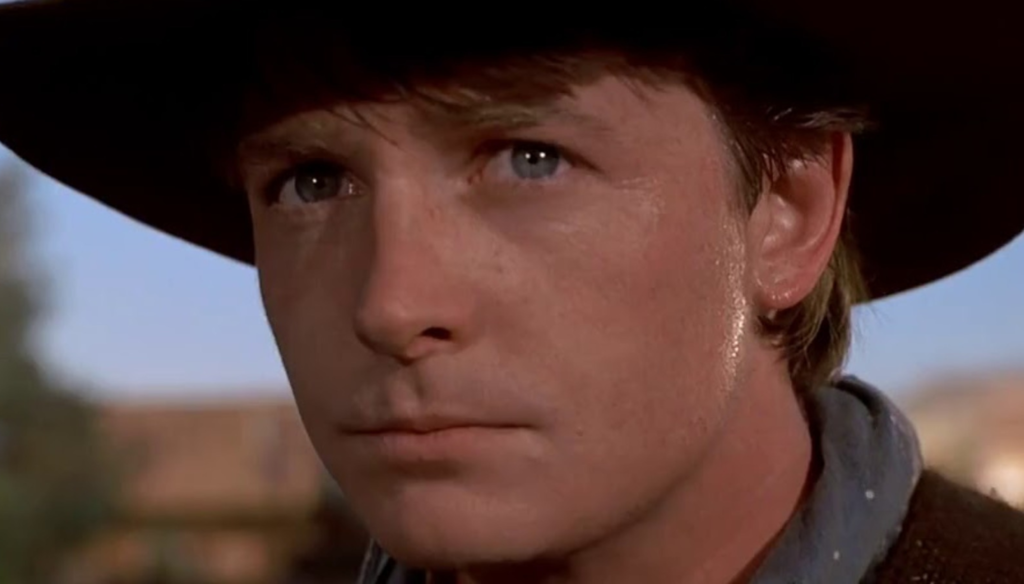 Michael J Fox (Marty) in una scena di Back to the future Part III (1990) di Robert Zemeckis 