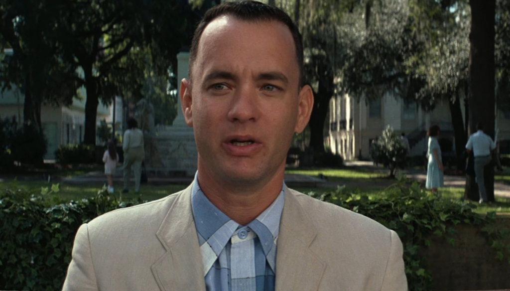 Tom Hanks in una scena di Forrest Gump (1994) di Robert Zemeckis