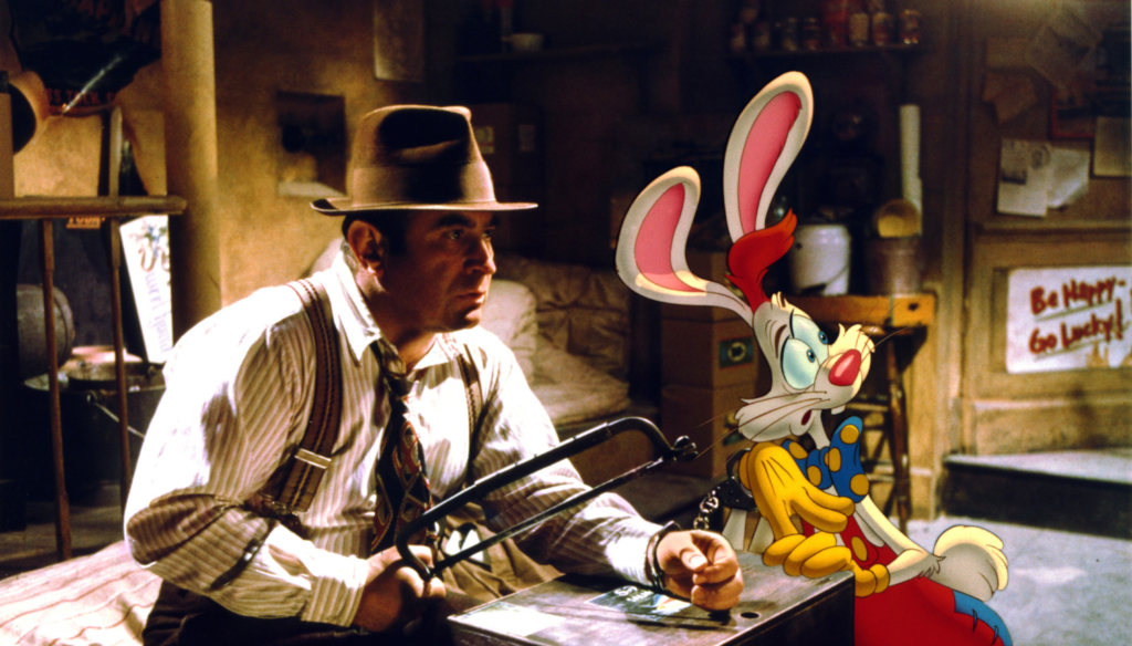 Roger Rabbit e Eddie Valiant in una scena di Chi ha incastrato Roger Rabbit (1988)