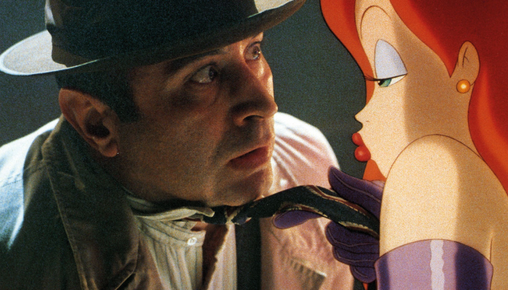 Jessica Rabbit e Eddie Valiant in una scena di Chi ha incastrato Roger Rabbit (1988)