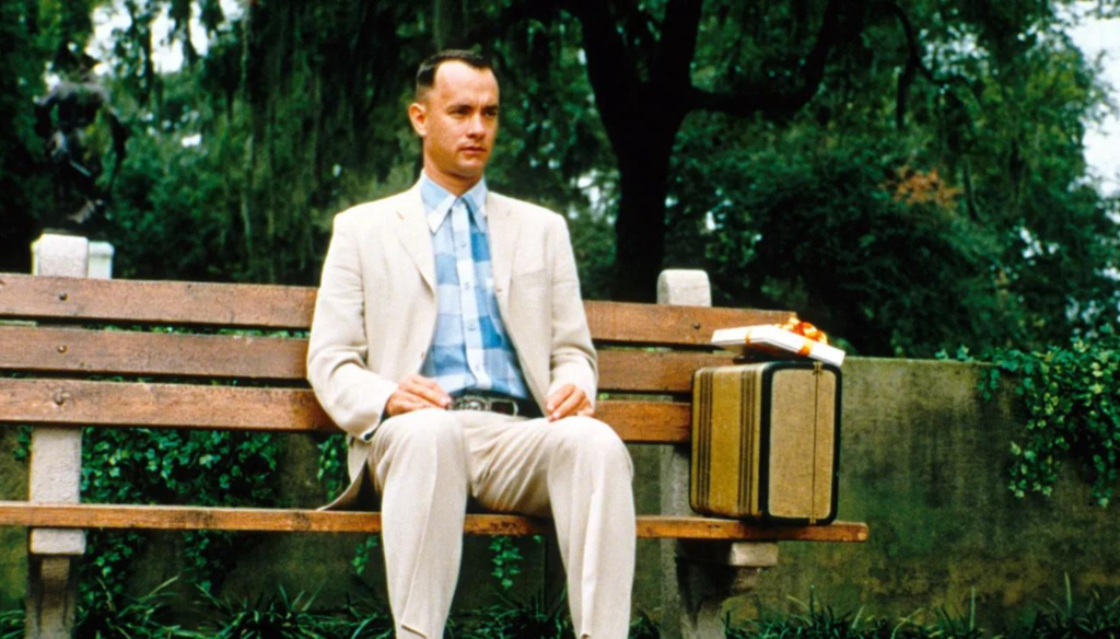 Tom Hanks in una scena di Forrest Gump (1994) di Robert Zemeckis