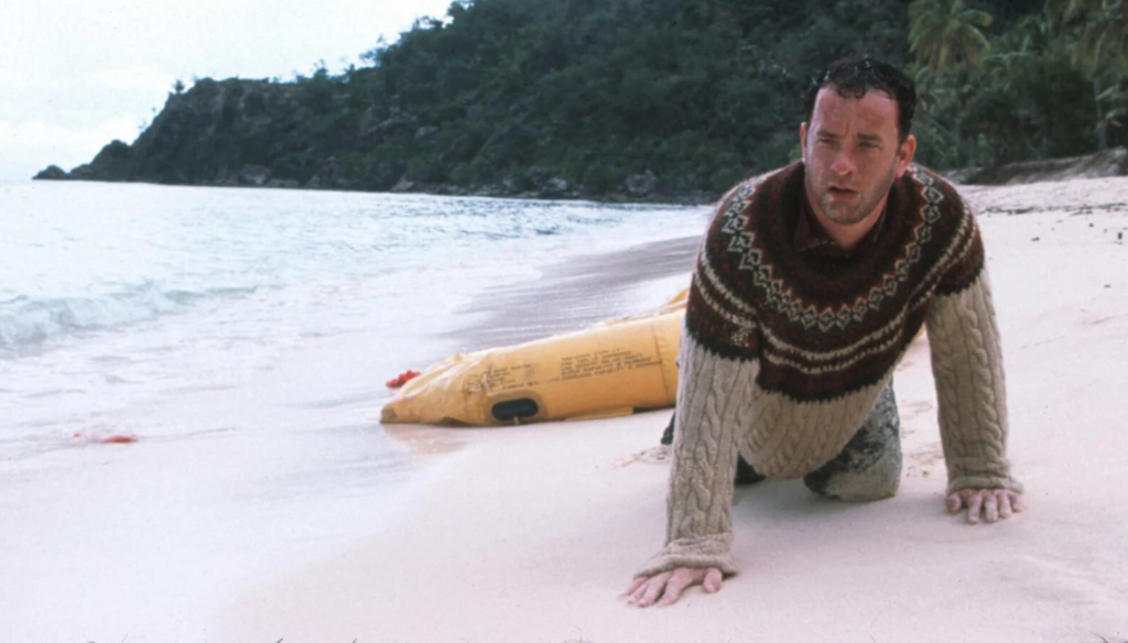 Tom Hanks e Helen Hunt in Cast Away (2000) di Robert Zemeckis