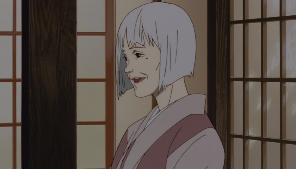 Chiyoko Fujiwara vecchia in una scena di Millennium Actress (2001) di Satoshi Kon