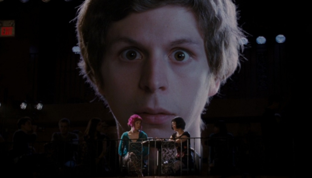 Michael Cera, Mary Elizabeth Winstead e Ellen Wong in una scena di Scott Pilgrim vs The World (2010) di Edward Wright