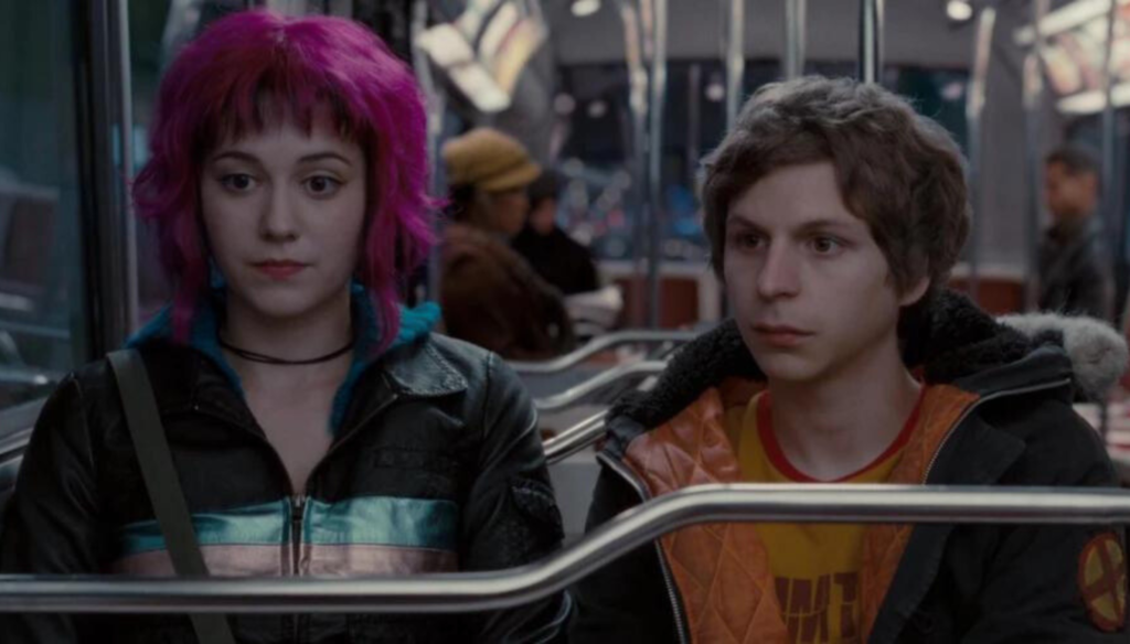 Mary Elizabeth Winstead e Michael Cera in una scena di Scott Pilgrim vs The World (2010) di Edward Wright