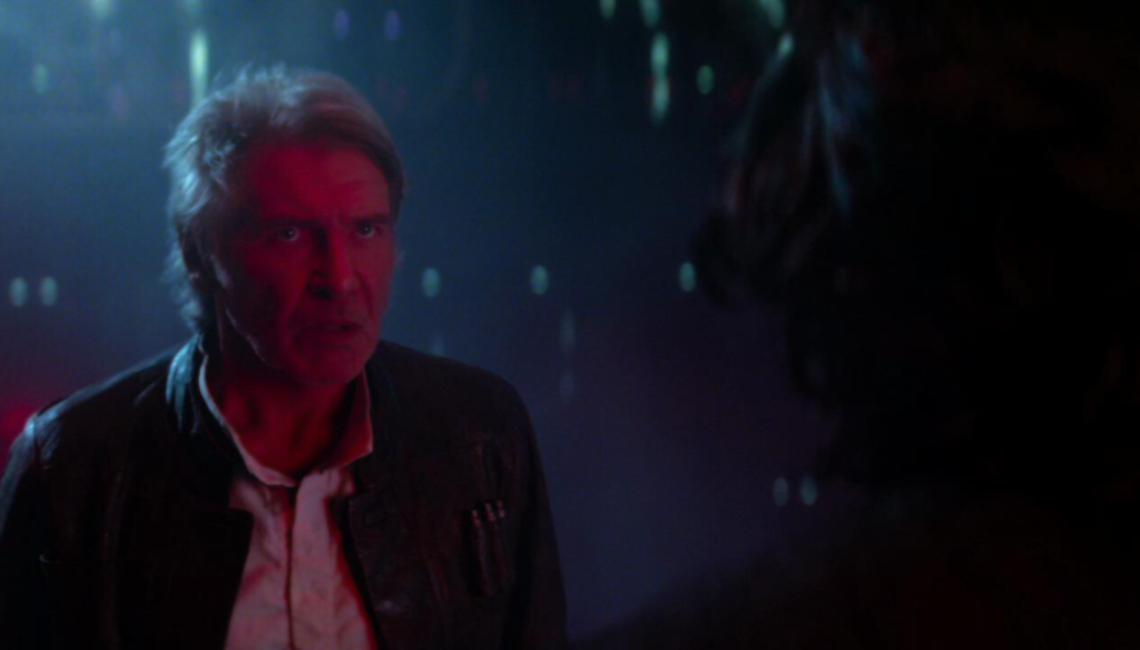 Harrison Ford e Adam Driver in una scena di Star Wars - Il risveglio della Forza (2015) di J.J. Abrams